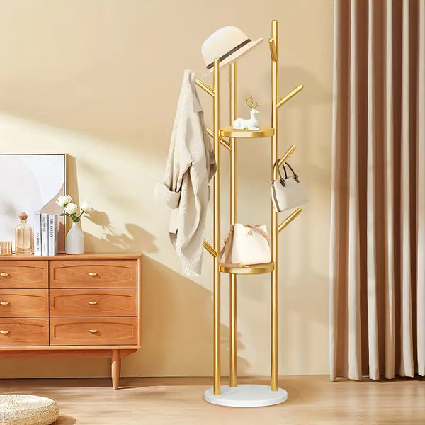 Golden Coat Tree Stand - Gold Metal Coat Rack with Hooks, Tray Shelf and Weighted Base — WIMU Kitchen Nairobi — Kenya · WIMU Kitchen Nairobi