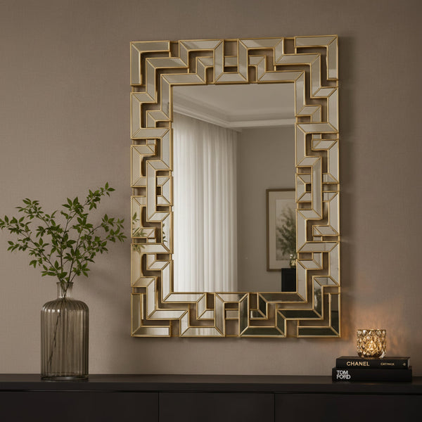 Geometric Decorative Wall Mirror with 3D Gold Frame, 102 x 76cm — WIMU Kitchen Nairobi — Kenya · WIMU Kitchen Nairobi