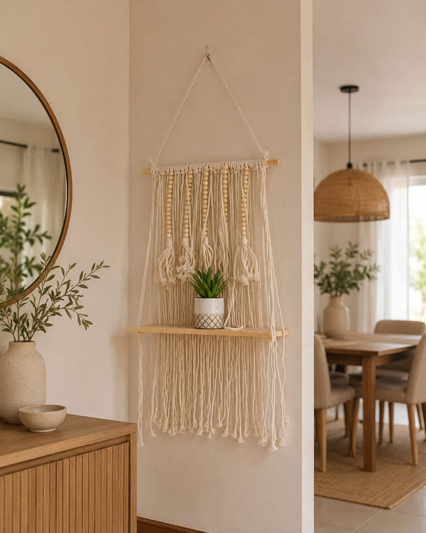 Nordic Hanging Plant Shelf with Wooden Base, 100cm — WIMU Kitchen Nairobi — Kenya · WIMU Kitchen Nairobi