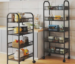 5 Tier Storage Rack, Mesh Baskets, Lockable Wheels — view 2 — Kenya · WIMU Kitchen