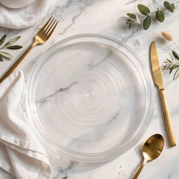 6 Piece Handcrafted Crystal Hard Glass Plates with Ribbed Detail — WIMU Kitchen Nairobi — Kenya · WIMU Kitchen Nairobi