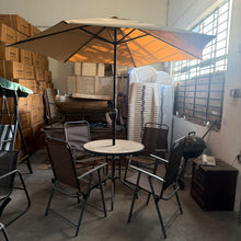 6 Piece Bistro Set: 4 Chairs, Glass Table, Umbrella — view 3 — Kenya · WIMU Kitchen