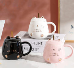 Glossy Kitten-Themed Mug with Lid and Spoon – Set of 1 or 6 — WIMU Kitchen Nairobi — Kenya · WIMU Kitchen