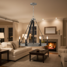 Wood Wagon Wheel Chandelier Farmhouse Ring Pendant Light — Kenya · WIMU Kitchen