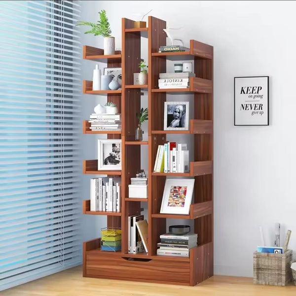 Bamboo Multi Purpose Bookshelf with Drawer, H169 x D51 x W19cm — WIMU Kitchen Nairobi — Kenya · WIMU Kitchen Nairobi