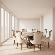 Round Marble-Pattern Dining Table with Lazy Susan and 6 Upholstered Chairs — WIMU Kitchen Nairobi — Kenya · WIMU Kitchen