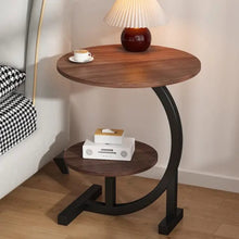 Round 2-in-1 Coffee and Laptop Table in Walnut - Two-Tier C-Frame Side Table — WIMU Kitchen Nairobi — Kenya · WIMU Kitchen