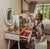 Vanity Dressing Table Set with Amber Glass Top, Round LED Mirror, Side Cabinet and Stool — WIMU Kitchen Nairobi