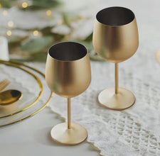 2 Piece Gold Stainless Steel Wine Goblet Set, 500ml Each — WIMU Kitchen Nairobi — Kenya · WIMU Kitchen
