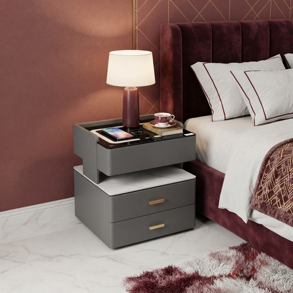 BS 9 Smart Nightstand with Wireless Charging, LED Border and Faux Marble Shelf — WIMU Kitchen Nairobi — Kenya · WIMU Kitchen Nairobi