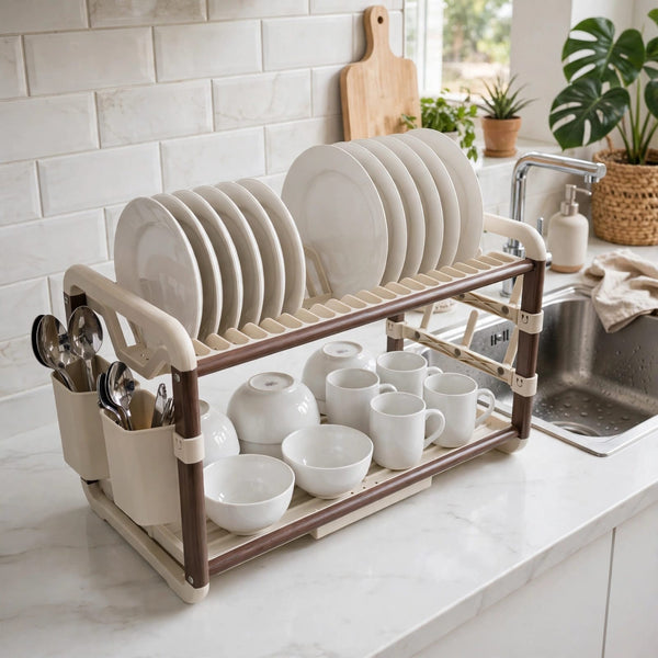 2 Tier Aluminium Dish Drying Rack with Drainer and Plate Slots — WIMU Kitchen Nairobi — Kenya · WIMU Kitchen Nairobi