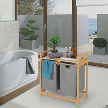 Freestanding Bamboo Laundry Hamper with Storage Shelf and Pull-Out Bags — WIMU Kitchen Nairobi — Kenya · WIMU Kitchen