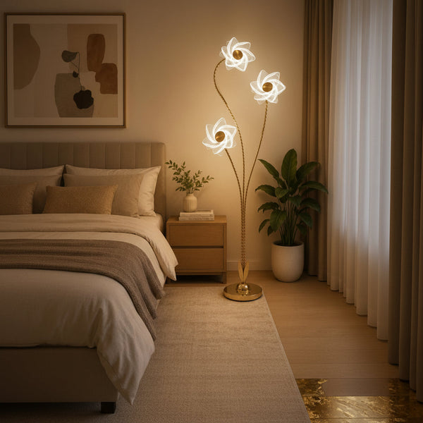 3-Head Flower-Design Floor Lamp with Acrylic Petal Shades — WIMU Kitchen Nairobi — Kenya · WIMU Kitchen Nairobi