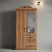 2 Door Wooden Wardrobe with Mirror 185x80x45cm — view 2 — Kenya · WIMU Kitchen