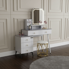 Marble-Top LED Vanity Dressing Table with Octagon Touch Mirror, 5 Drawers & Stool — WIMU Kitchen Nairobi — Kenya · WIMU Kitchen