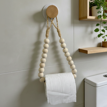 Wooden Bead Paper Towel Holder with Suction Hook — view 2 — Kenya · WIMU Kitchen