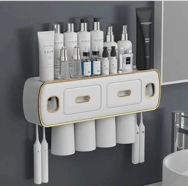 Wall-Mounted Toothbrush & Toothpaste Holder – No-Drill with Squeezer & Magnetic Cups — WIMU Kitchen Nairobi — Kenya · WIMU Kitchen Nairobi