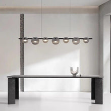 Linear Black 7 Disc Chandelier Ribbed Glass Bar Pendant Light — Kenya · WIMU Kitchen
