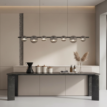 Linear Black 7 Disc Chandelier Ribbed Glass Bar Pendant Light — Kenya · WIMU Kitchen
