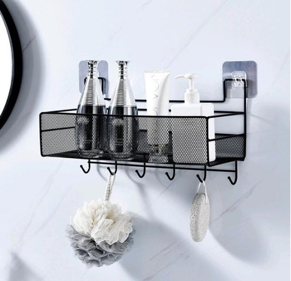 Single-Layer Punch-Free Wall Shelf with Hooks for Bathroom & Kitchen — WIMU Kitchen Nairobi — Kenya · WIMU Kitchen Nairobi