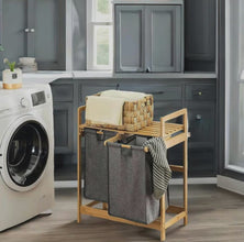 Freestanding Bamboo Laundry Hamper with Storage Shelf and Pull-Out Bags — WIMU Kitchen Nairobi — Kenya · WIMU Kitchen