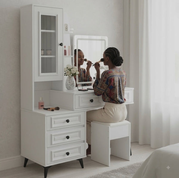 Makeup Dressing Table with Large Mirror and Storage Drawers, Wooden Build — WIMU Kitchen Nairobi — Kenya · WIMU Kitchen Nairobi