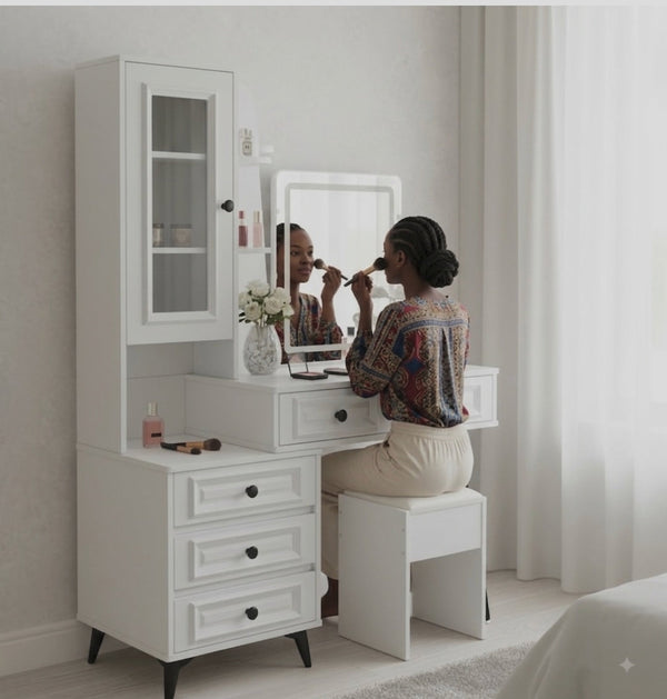 Wooden Makeup Dressing Table with Large Mirror and Spacious Drawers — WIMU Kitchen Nairobi — Kenya · WIMU Kitchen Nairobi