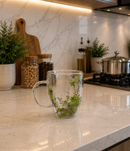 Double-Wall Borosilicate Glass Mug with Pressed Floral Design – 350ml — WIMU Kitchen Nairobi — Kenya · WIMU Kitchen