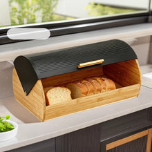 Bamboo Bread Box with Roll-Top Black Lid - Countertop Bread Storage — WIMU Kitchen Nairobi — Kenya · WIMU Kitchen