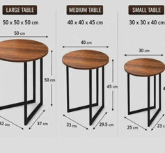 3 Piece Nesting Tables, Walnut & Black Metal — view 2 — Kenya · WIMU Kitchen
