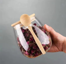 1000ml Glass Canister, Airtight Lid & Bamboo Spoon — view 2 — Kenya · WIMU Kitchen