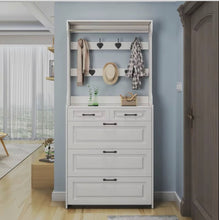White Narrow Shoe Cabinet with Coat Hanger - 3 Flip Drawers, Storage Drawer and Shelf — WIMU Kitchen Nairobi — Kenya · WIMU Kitchen