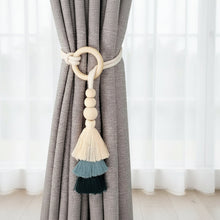2 Piece Tassel Curtain Tiebacks with Wooden Beads — view 3 — Kenya · WIMU Kitchen