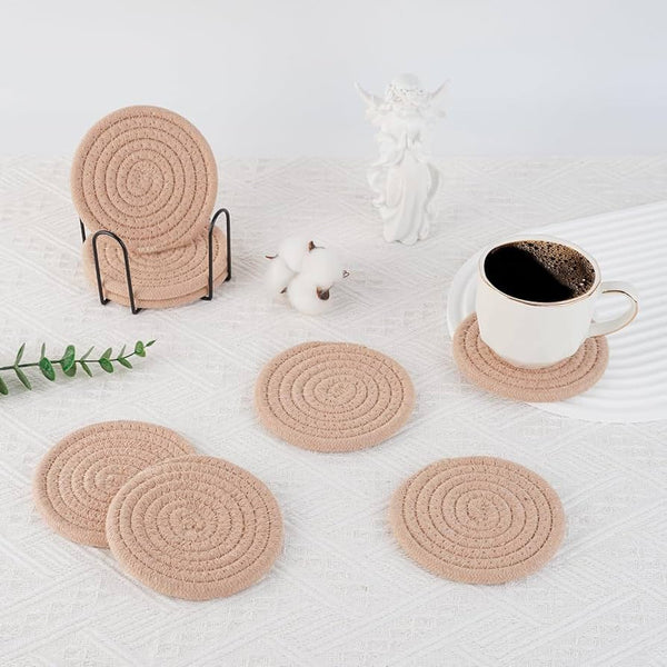 8 Piece Absorbent Cotton Woven Coaster Set with Metal Stand — WIMU Kitchen Nairobi — Kenya · WIMU Kitchen Nairobi