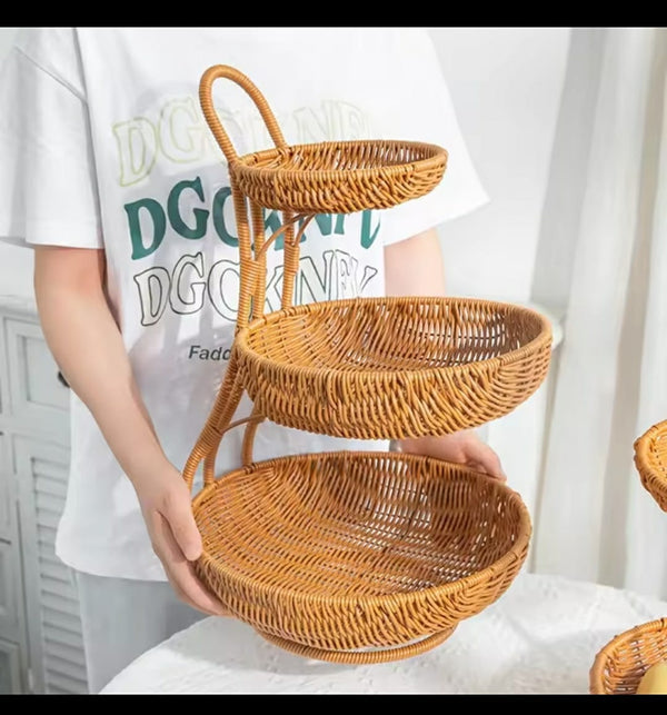 3-Tier Handmade Rattan Fruit Rack — Kenya · WIMU Kitchen Nairobi