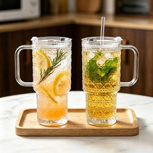 2-Piece Ribbed Borosilicate Glass Tumbler Set – 750ml with Lids, Straws & Handles — WIMU Kitchen Nairobi — Kenya · WIMU Kitchen