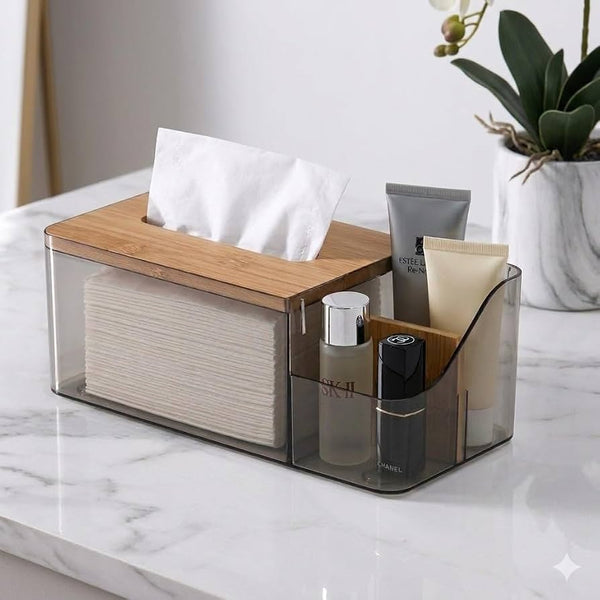 Acrylic Serviette Holder with Bamboo Lid and Storage Compartment — WIMU Kitchen Nairobi — Kenya · WIMU Kitchen Nairobi