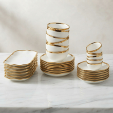 30 Piece White Ceramic Dinner Set with Gold Ring Detail — view 2 — Kenya · WIMU Kitchen