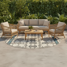Round Outdoor Rug for Patios & Balconies 160/200cm — view 2 — Kenya · WIMU Kitchen