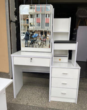 White Vanity Dressing Table with Mirror & Stool — view 3 — Kenya · WIMU Kitchen