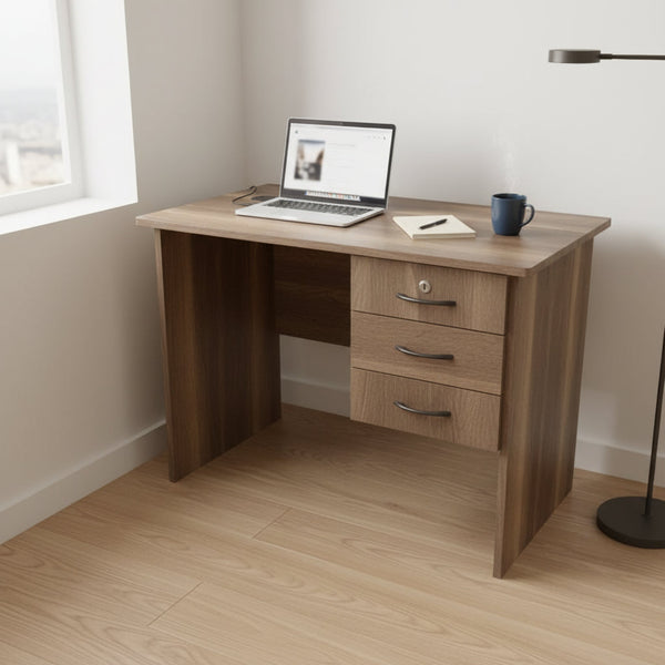 0.9m Brown Woodgrain Office Desk with 3 Drawers & Lock — WIMU Kitchen Nairobi — Kenya · WIMU Kitchen Nairobi