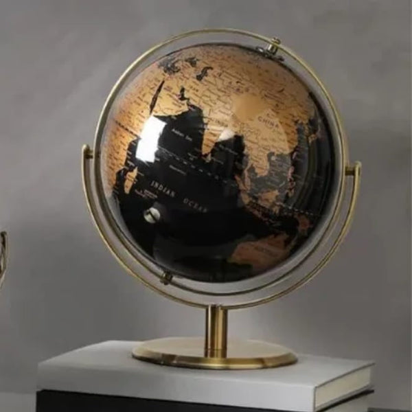 Retro World Globe 32cm - Black & Gold Rotating Desk Globe on Metal Stand — WIMU Kitchen Nairobi — Kenya · WIMU Kitchen Nairobi