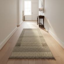 Kemet Striped Corridor Runner Rug, Grey & Beige — view 2 — Kenya · WIMU Kitchen