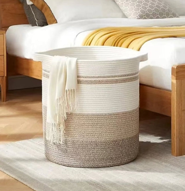 Handwoven Cotton Rope Laundry Basket with Carry Handles — WIMU Kitchen Nairobi — Kenya · WIMU Kitchen Nairobi