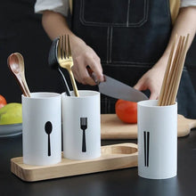 3 Piece Cutlery Organiser with Oak Base and Drainage Holes — WIMU Kitchen Nairobi — Kenya · WIMU Kitchen