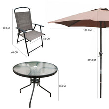 6 Piece Bistro Set: 4 Chairs, Glass Table, Umbrella — view 4 — Kenya · WIMU Kitchen