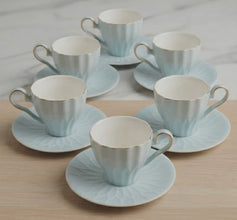 6 Piece Blue Ceramic Cup & Saucer Set, 170ml — view 2 — Kenya · WIMU Kitchen