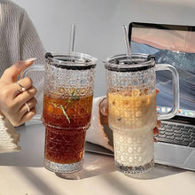 2-Piece Ribbed Borosilicate Glass Tumbler Set – 750ml with Lids, Straws & Handles — WIMU Kitchen Nairobi — Kenya · WIMU Kitchen