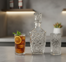 Decanter Square Big with 2 Ice Texture Glasses 850ml/350ml — Kenya · WIMU Kitchen
