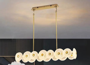 Linear Disc Chandelier Frosted Petal Pendant Gold Light — Kenya · WIMU Kitchen